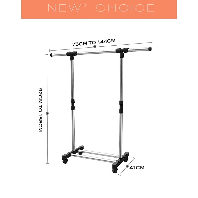 Stand Hanger Single Rak Serbaguna Dengan 4 Roda X11