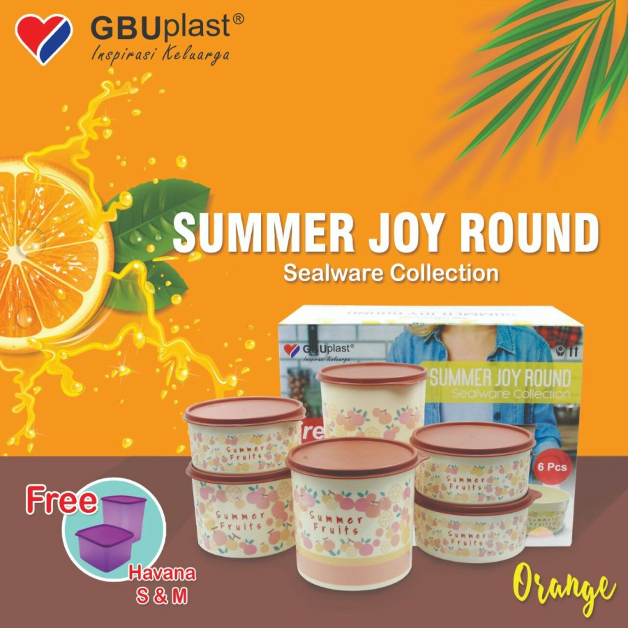 GBU Summer Joy Round Sealware Set Paket Toples Container Wadah Makanan