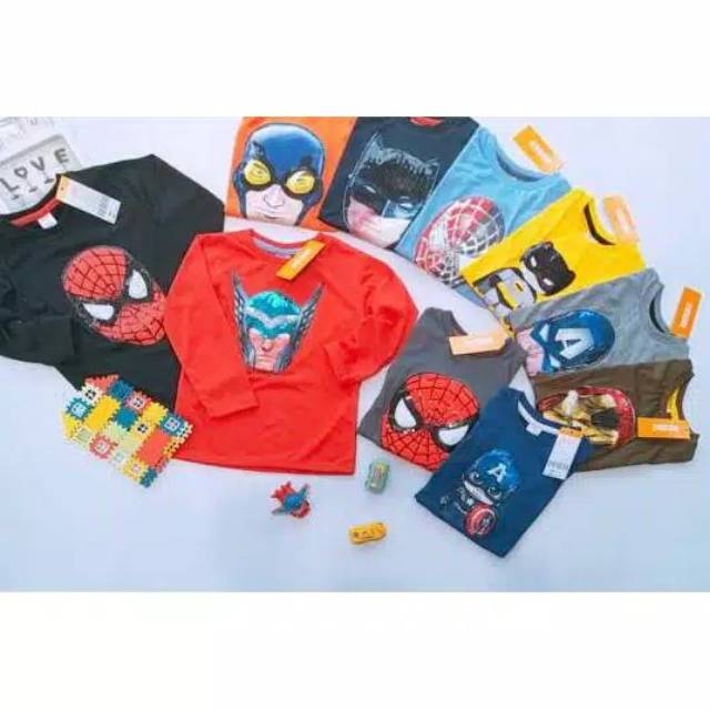 Kaos anak led musik lengan panjang 1-12 tahun karakter cewek &amp; cowok bisa request