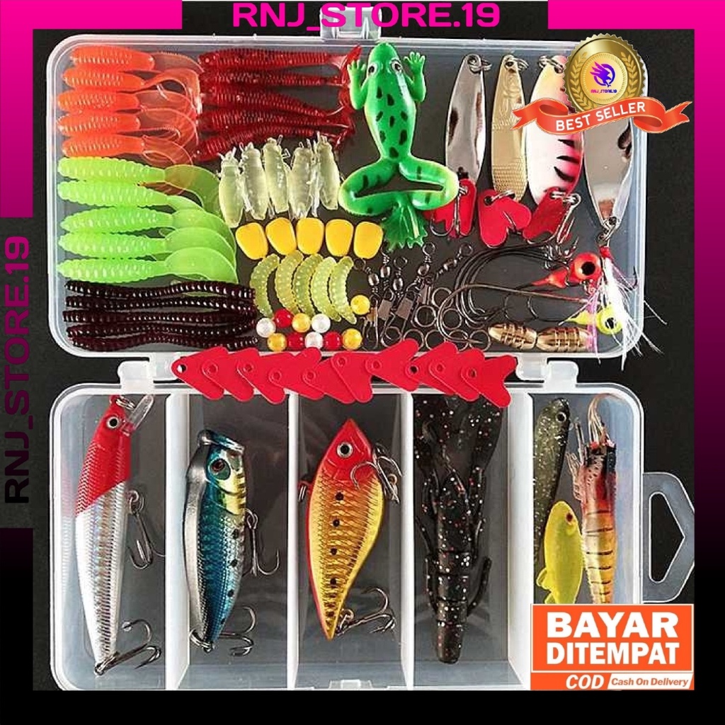 Umpan Pancing Set Baitcasting/Umpan Pancing Baitcasting 91pcs Lixada/Umpan Pancing/Umpan Pancing Ika