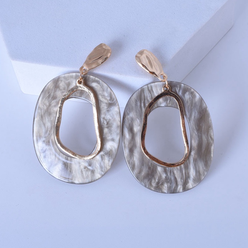 Anting Tusuk Gantung Bahan Akrilik Desain Geometri Warna Hijau Gaya Korea Untuk Wanita