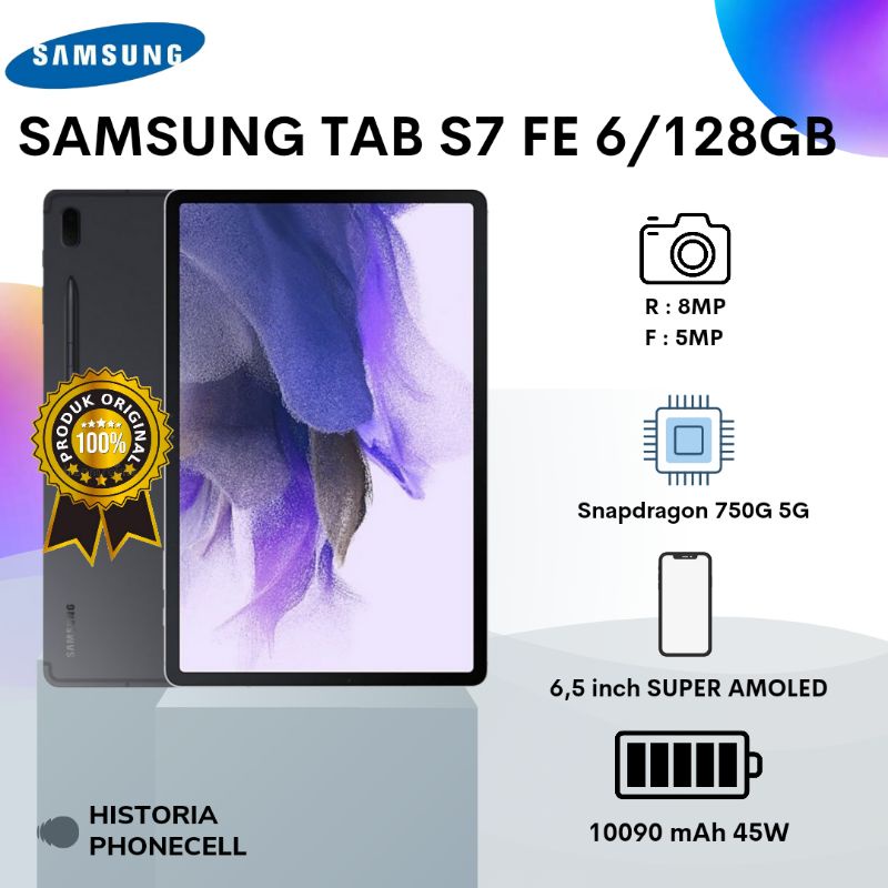Samsung Galaxy Tab s7 FE Ram 6/128Gb Baru Garansi Resmi
