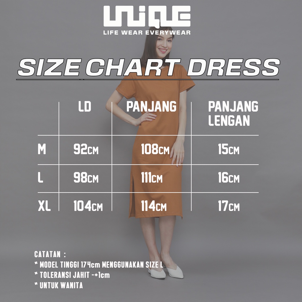 UNIQUE - (Dress Series) Midi Dress With Slit Peach