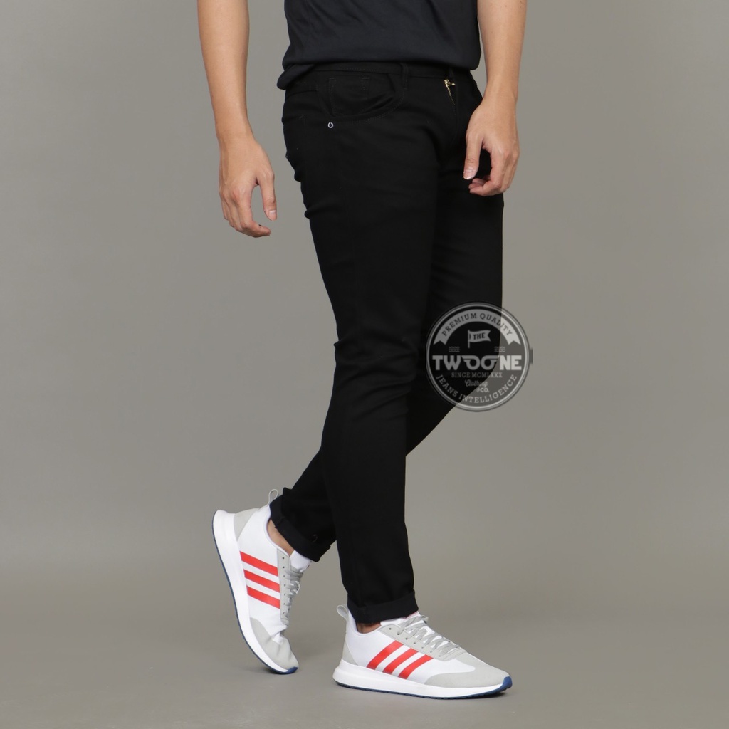 FIFTEEN DENIM Celana Jeans Panjang Pria Slim Fit Stretch Hitam