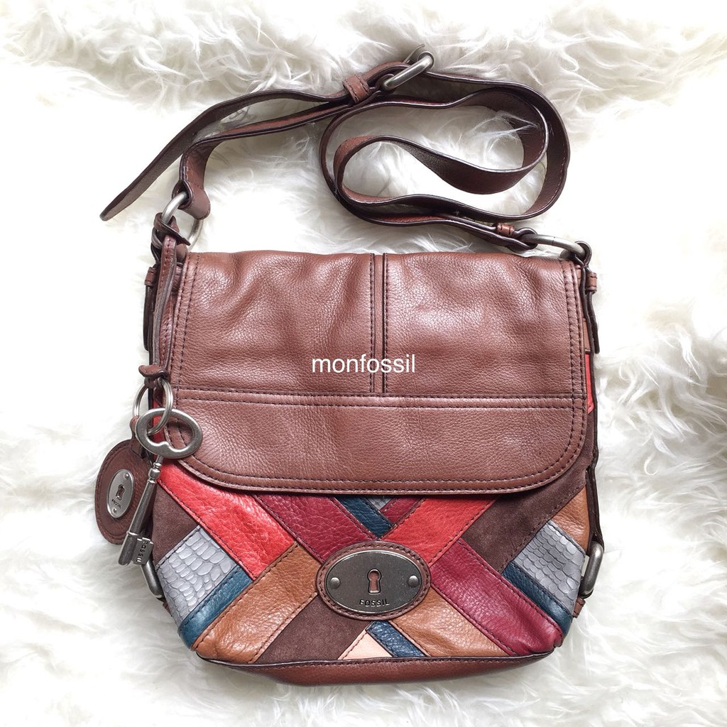 TAS FOSSIL MADDOX DARK PATCHWORK PW CROSSBODY PRELOVED