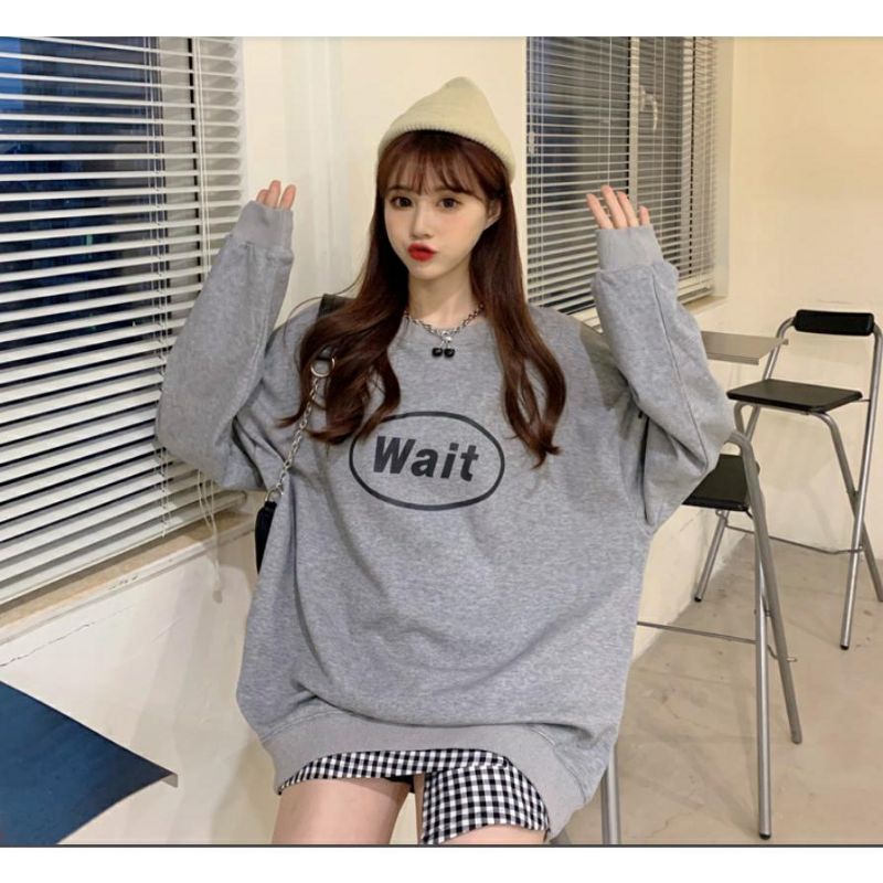 S - XXXXXL(6XL) Sweater Mint Matcha Korean Style BIGSIZE OVERSIZE Crewneck WAIT Bigsize Cotton Fleece Harajuku S M L XL 2XL 3XL 4XL 5XL 6XL Jaketin aja