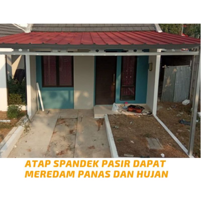 Kanopi Baja Ringan penutup atap spandek pasiran terpasang