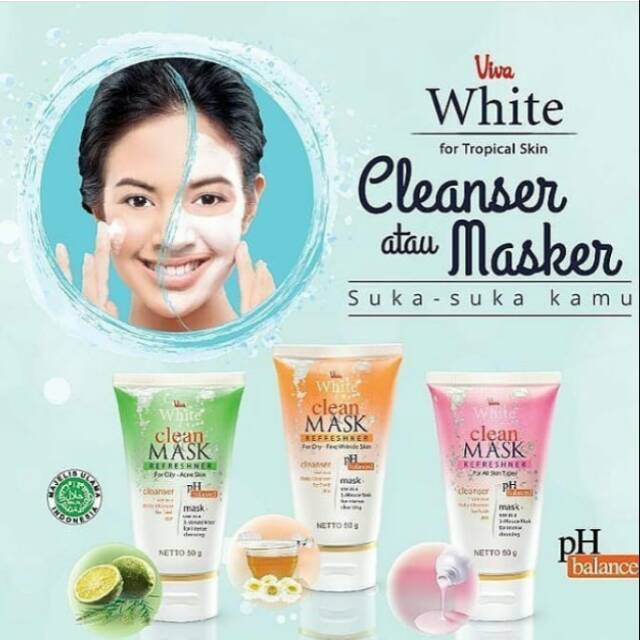 CUCI GUDANG Viva White Clean Mask Refreshner Face Cleanser / Masker 50g