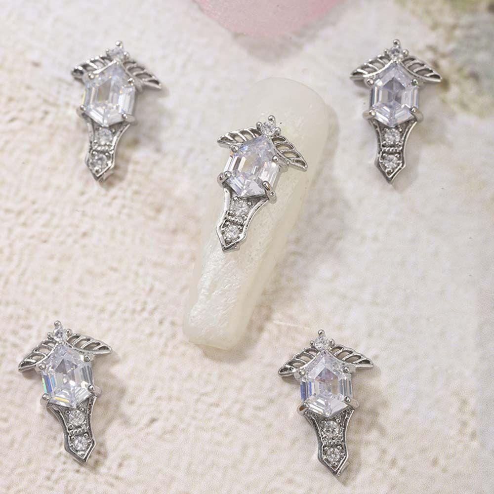 AUGUSTINA Agustina Ikatan Simpul Kuku Berlian Imitasi Emas&amp;Perak Fashion 3D Kuku Pesona DIY Nail Art Manicure Nail Art Ornamen Perhiasan Kuku Kristal