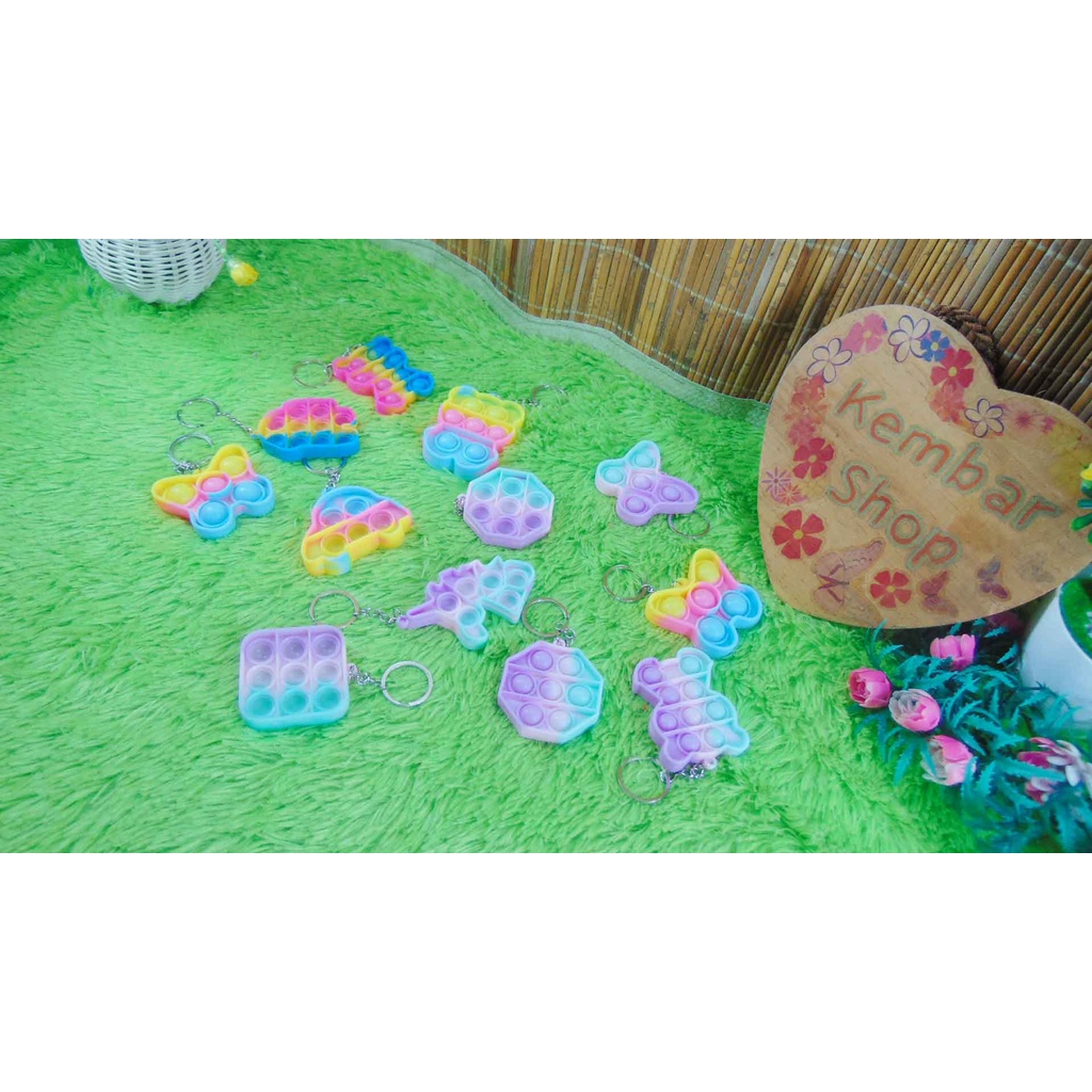 GC-POPIT GANTUNGAN KUNCI POP IT MINI SILIKON LUCU MOTIF CUMI AMONG US UNICORN RANDOM