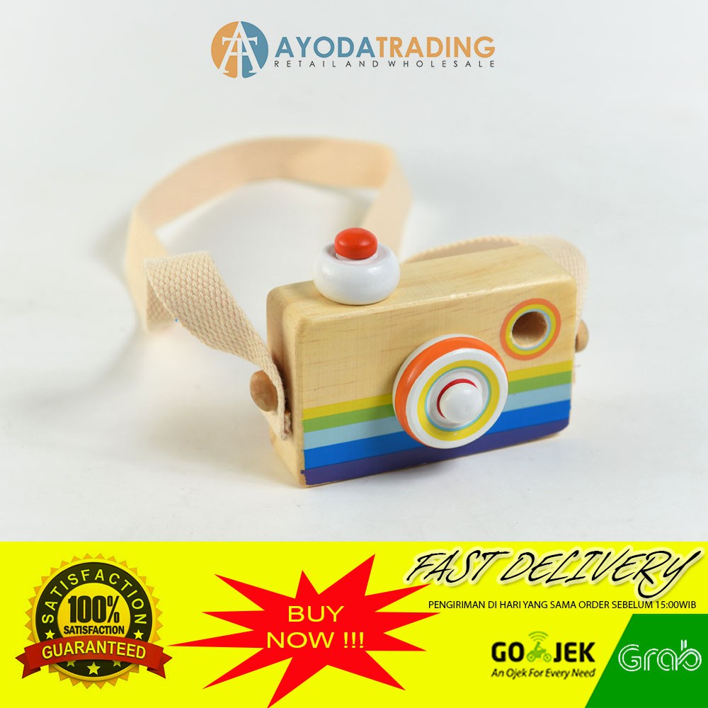 Mainan Edukasi Wooden Camera Kamera Anak not Canon Nikon