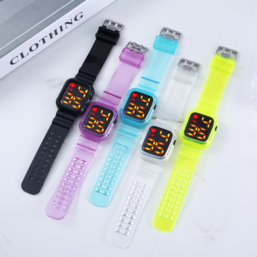 (COD)Jam Tangan Wanita Fashion Korea Style Digital Sport M127/ Jam Tangan Strap Rubber Untuk Wanita tahan air