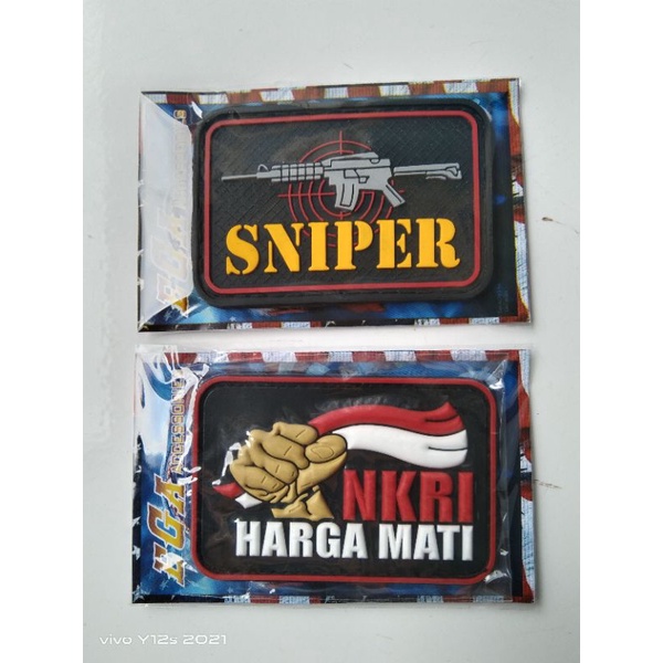 PATCH RUBBER LOGO SNIPER SENJATA TACTICAL/TEMPELAN KARET EMBLEM