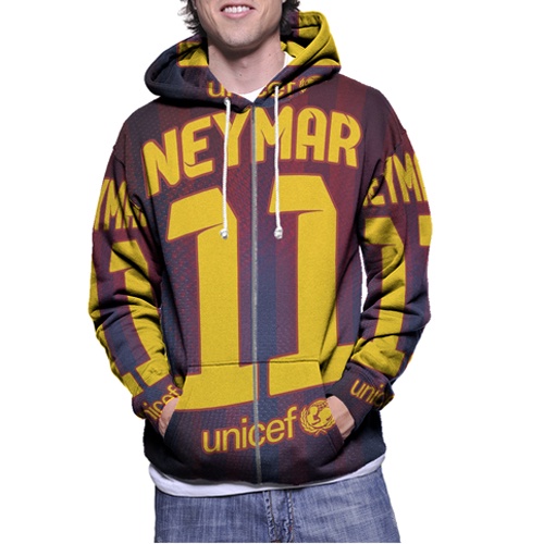 Jaket Hoodie Neymar Barcelona Hoodie Fullprint Casual Zipper Hoodie Fullprint New Casual Unisex Hood