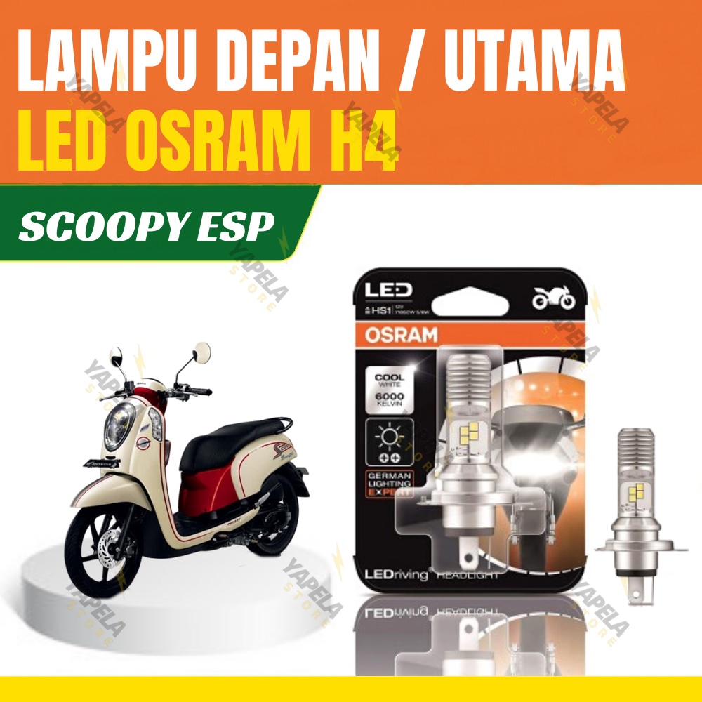 Lampu Depan LED Motor Scoopy FI Esp HS1/H4 OSRAM Original