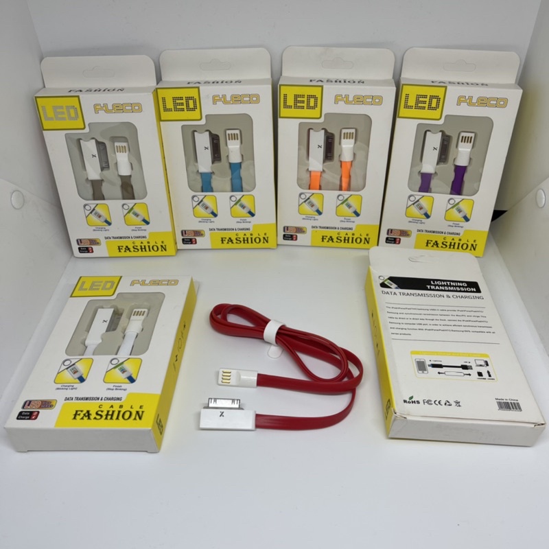 PROMO KABEL DATA FASHION LED FLECO ORIGINAL IPH 4 4S IPAD 1 2 3 IPOD 3 4 IC AUTO POWER