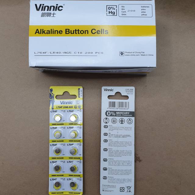 Baterai Vinnic AG5 LR48 L754F Hearing Aid  Baterai bantu dengar Baterai Original Product