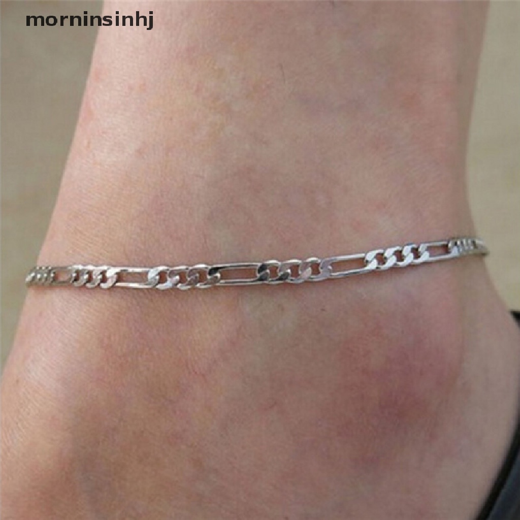 Mornin 1pc Gelang Kaki Rantai Lapis Emas / Silver Untuk Wanita