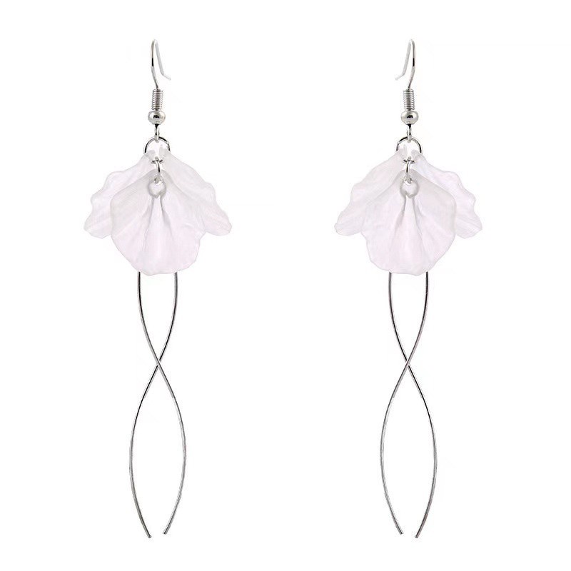 Women's Trend White Acrylic Flower Tassel Chain Drop Earrings /  Girls Temperament Boho Crystal Ice Flower Alloy Earrings  / Ladies Elegant Simple Hanging Earrings /  Party Earrings Gifts For Girls Ladies Jewelry Accessories-6