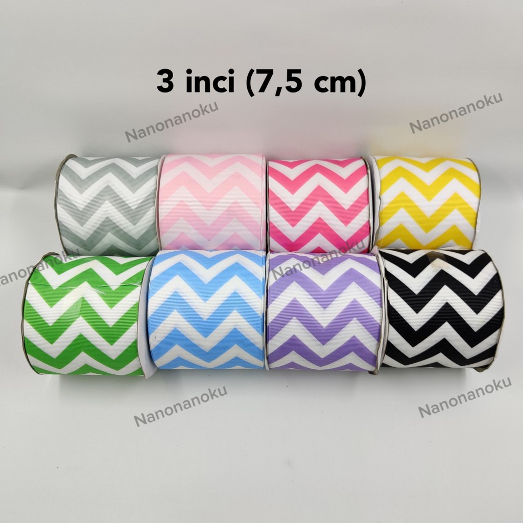 Pita Grossgrain Motif Zigzag 1 inch (2,5 cm) - 1,5&quot; (4cm) - 2&quot; (5cm) - 3&quot; (7,5cm)