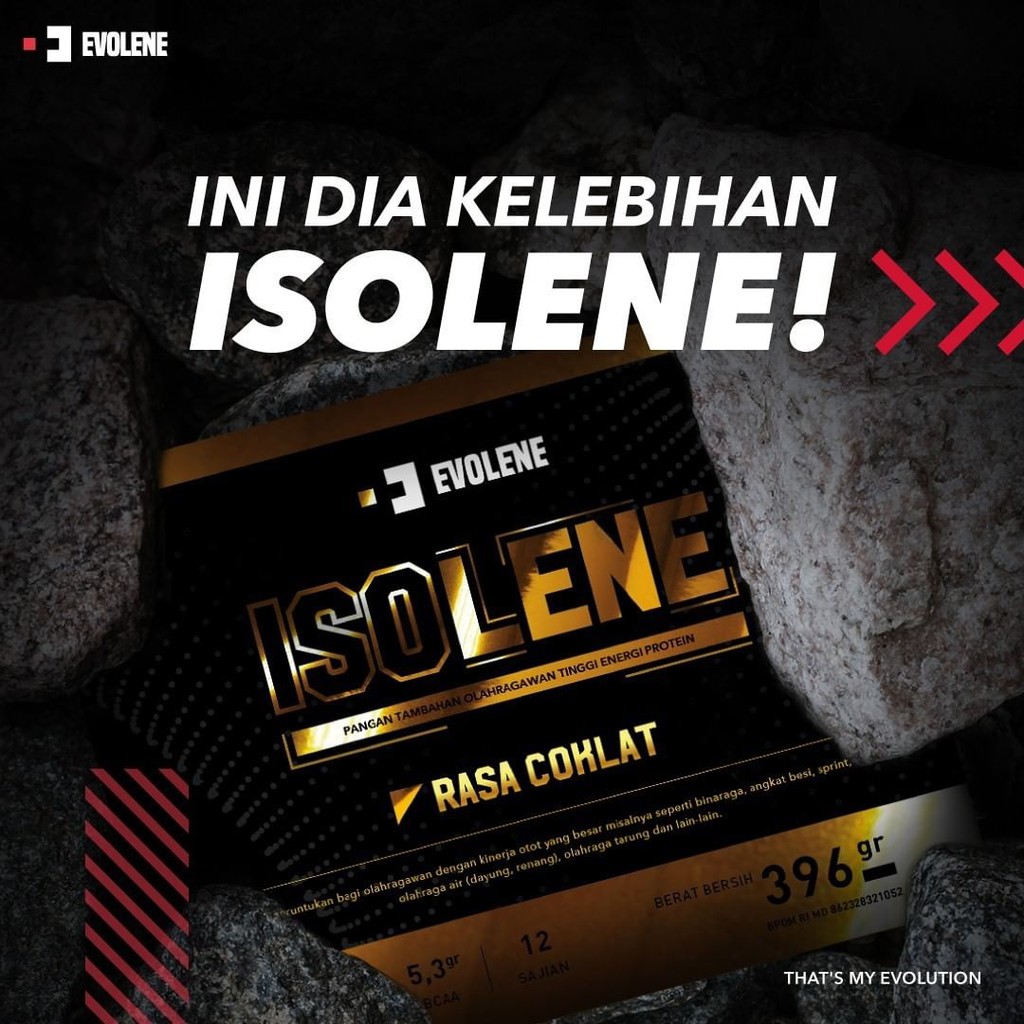 Isolene Coklat 396gr/12 Sachet Kualitas Premium - Suplemen fitness pembentuk Otot - Defisit kalori - Susu Protein - Suplemen Fitness - Minuman Protein - Suplemen Workout - Whey protein isolate Evolene Evoline Evolen