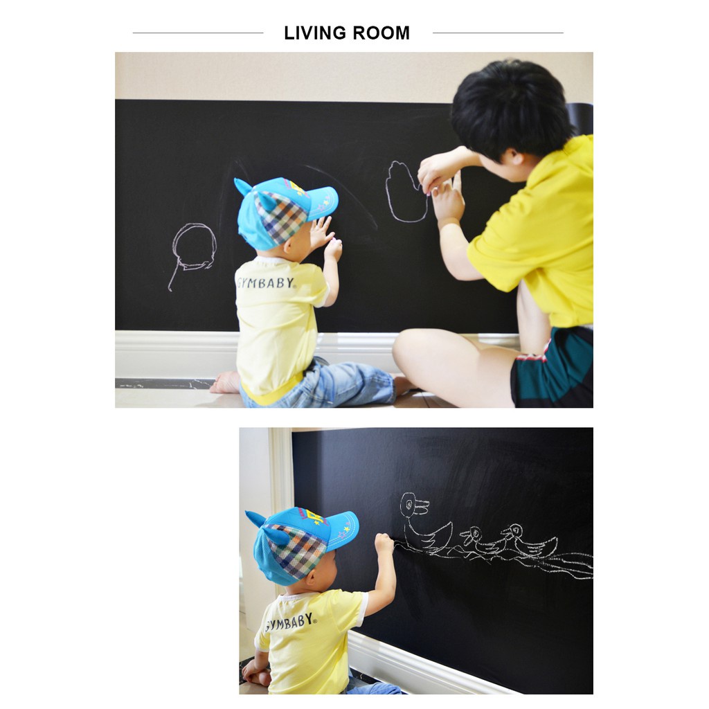 Papan Tulis Hitam Stiker Mainan Anak Blackboard Sticker Wallpaper Putih Hijau 60 x 200 Free Kapur