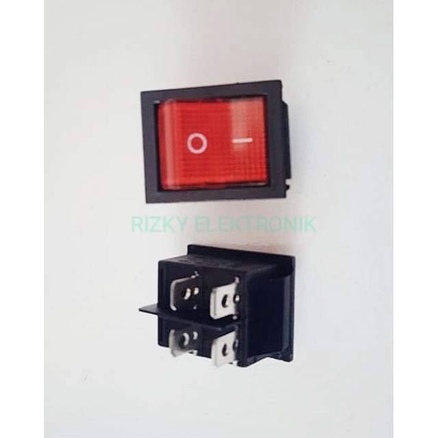 Saklar Switch Rocker Jumbo 4 Pin Kaki Nyala Lampu On/Off