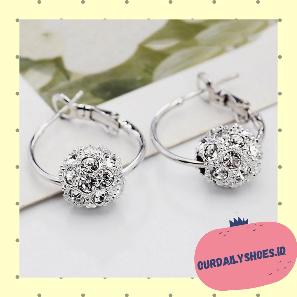 ★ODS★K42 Anting Hoop Geometris Hias Warna-Warni Gaya Vintage Wanita