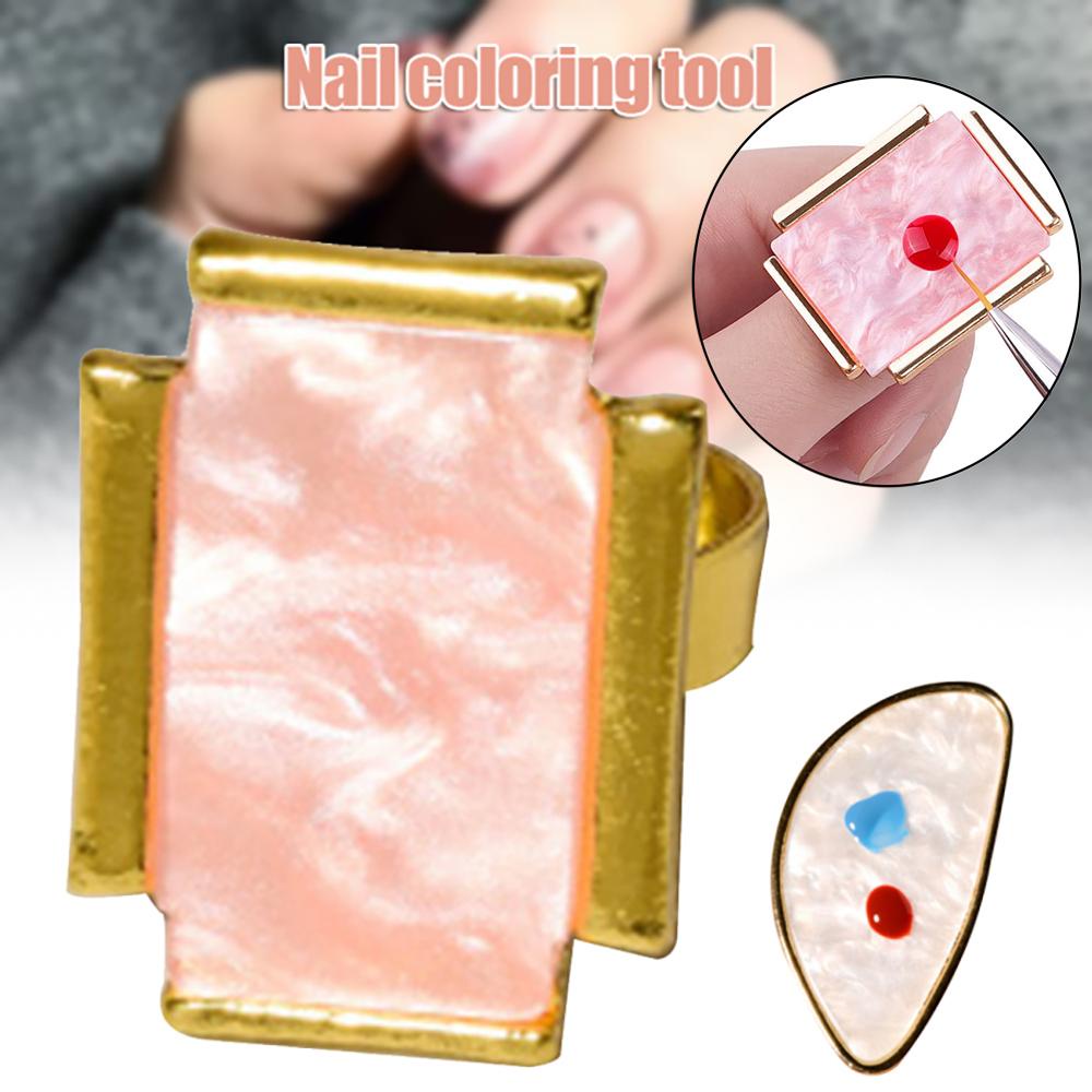 Agustinina Alat Nail Art DIY Jari Cincin Plat Batu Akik Imitasi Warna Mixing Palette