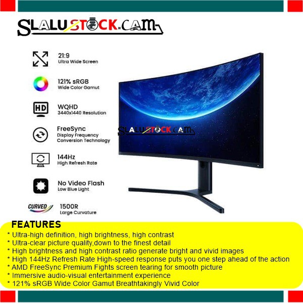 Xiaomi Gaming Monitor Curved 34 Inch 144Hz WQHD | Shopee
