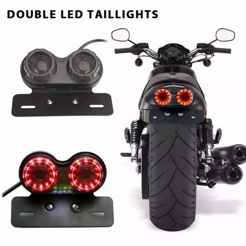 Lampu Stoplamp led motor custom Lampu stop variasi untuk rx king harley, japstyle stop bulat breket