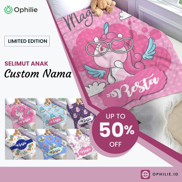 Selimut Dewasa selimut anak dan bayi karakter SB 008 lucu lembut bisa custom nama - Bayi(Q0U0) PROMO