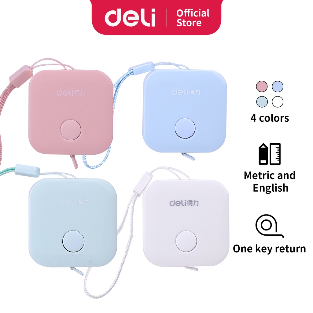 

Deli meteran mini plastik bahan fiberglass, tidak mudah kusut dan tahan lama 4 warna 1.5m 79650