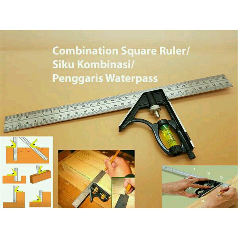 

Penggaris Siku Waterpass Sudut 45 90 180 derajat kepala bisa digeser
