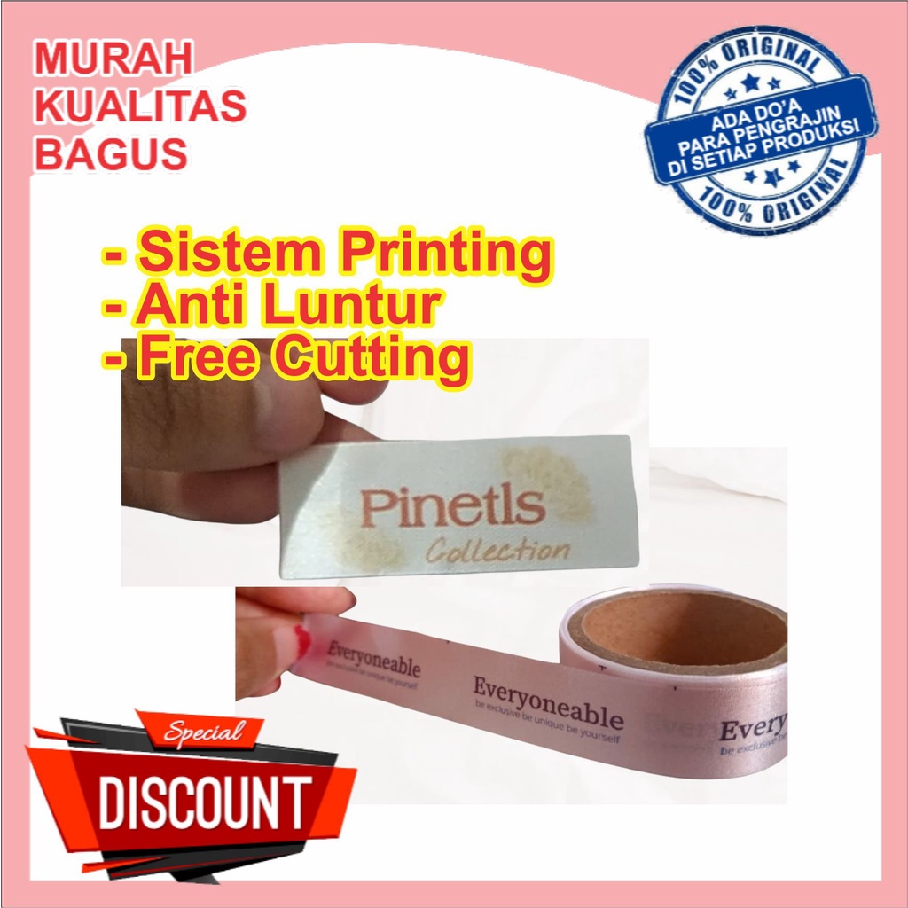 

SALE [Min 50 pcs] Label Satin Berwarna Khusus Background Warna Warni Bisa Custom Label Baju Hijab Masker AEN BAG