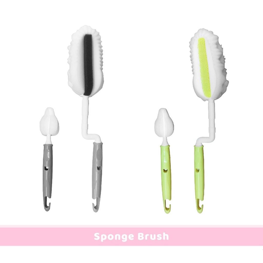 Putti Atti Sponge Bottle &amp; Nipple Brush - Sikat Botol &amp; Dot bayi (Yellow/Grey)