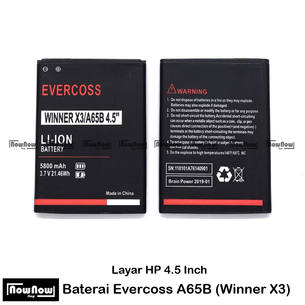 Baterai Evercoss A65B Winner X3 4.5 inch Original Double Power Batre Batrai Battery HP