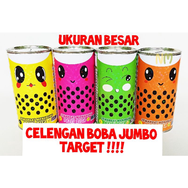 celengan target nabung BOBA BUKA TUTUP size jumbo karakter celengan nabung target HOLOGRAM