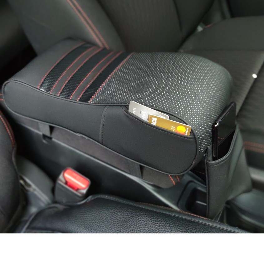 Car Arm Rest Carbon | Bantal Mobil Sandaran Siku Tangan Memory Foam