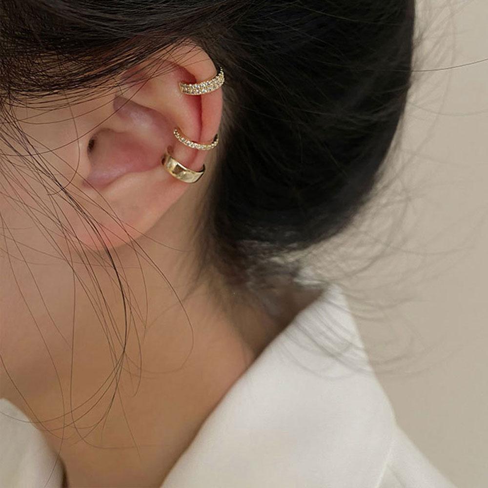 Needway Cartilage Stud Women Ladies Gadis 3Pcs /set Perhiasan Fashion Little C Cubic Berlian Alloy Klip Telinga