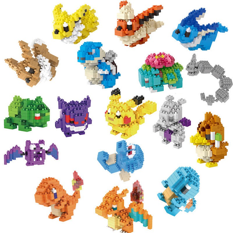 Mainan Puzzle Balok Bangunan Mini Model LEGO Pokemon Pikachu Untuk Edukasi Anak