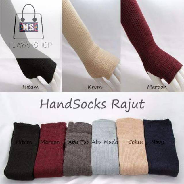 DISKON handsock rajut jempol premium/manset jempol wanita/ panjang 35-40cm/manset rajut wanita HIDAYAH