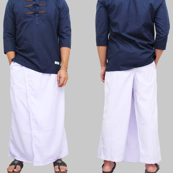 PAKET SATU STEL KOKO KANCING CINA DAN SARUNG CELANA PUTIH