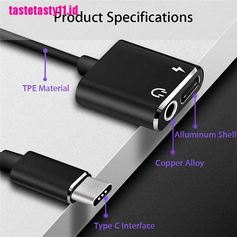 2 In 1 Adapter Splitter Usb Tipe C Ke 3 5 Jack Headphone Audio Charging