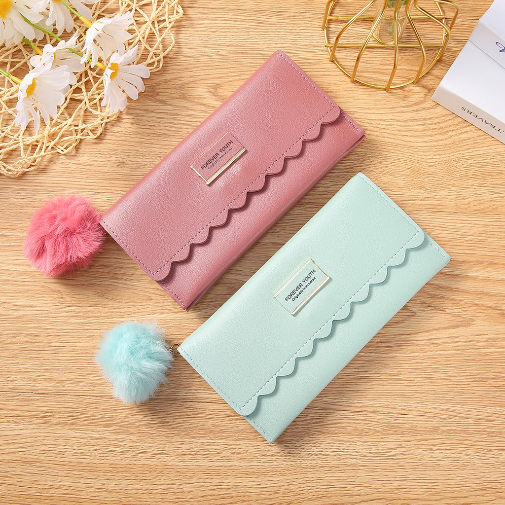 (GS) Dompet Wanita Cantik Dompet Lipat Mini Kulit Sintetis