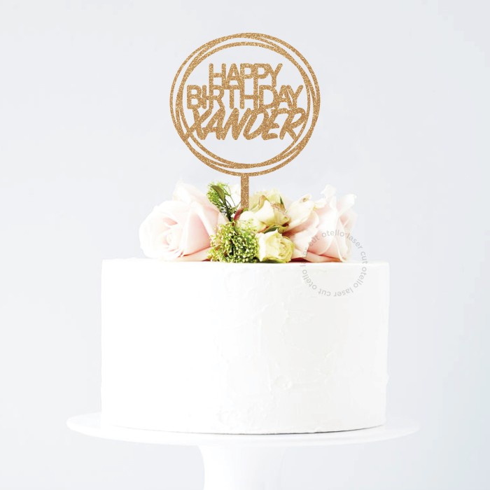 Cake Topper Akrilik Custom Nama Caketopper Tusukan Tancapan Kue Bday