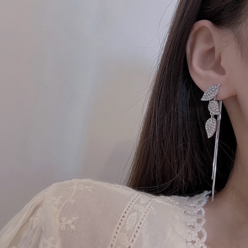 Anting Gantung Panjang Model Rumbai Silver 925 Dengan Mutiarabatu Zircon Untuk Wanita