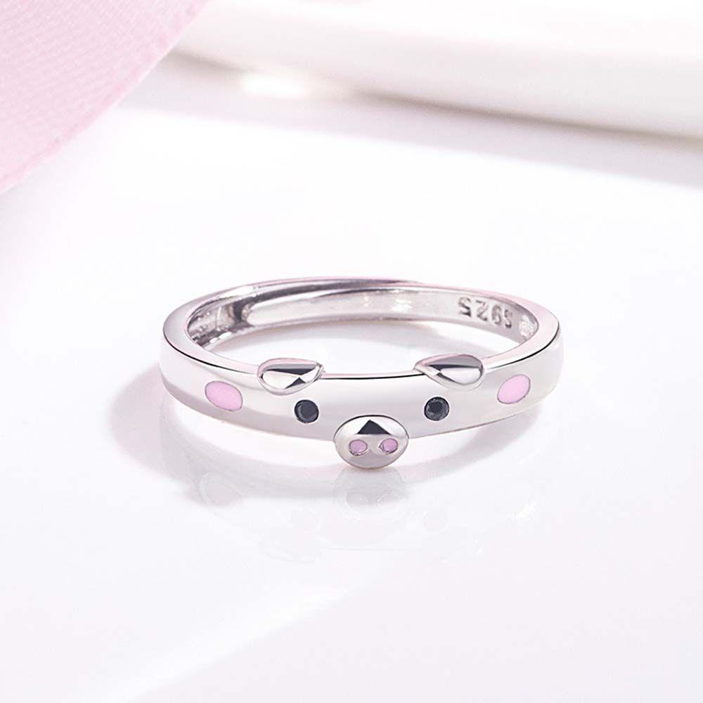 Mxbeauty Pembukaan Cincin Indah Beruntung Pink Piggy 1pc Enamel Hadiah Untuk Wanita Kekasih Perhiasan