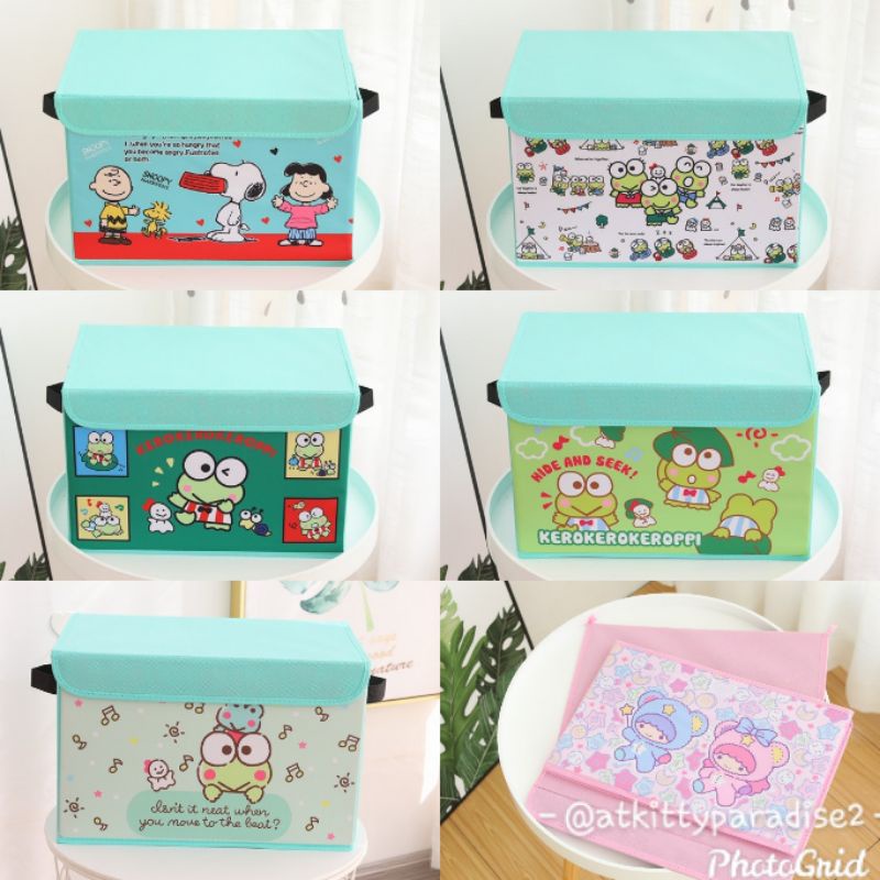 Storage Box Kotak Lipat Serbaguna Ukuran L Karakter Snoopy Keroppi