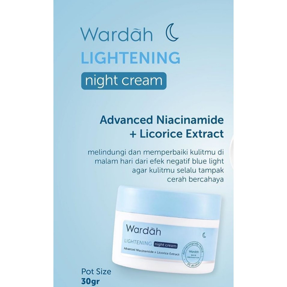 [BPOM] [30 GR] Wardah Lightening Night DAN DAY CREAM UKURAN BESAR 30gr KEMASAN POT KRIM SIANG DAN MA